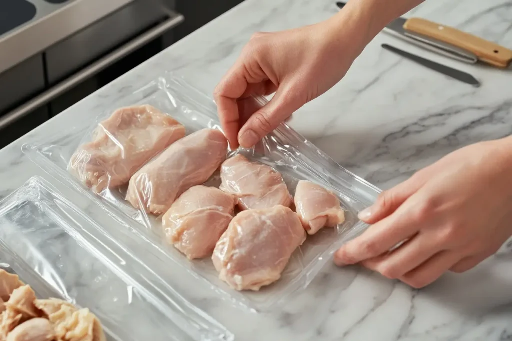 Step-by-step guide to freezing rotisserie chicken.